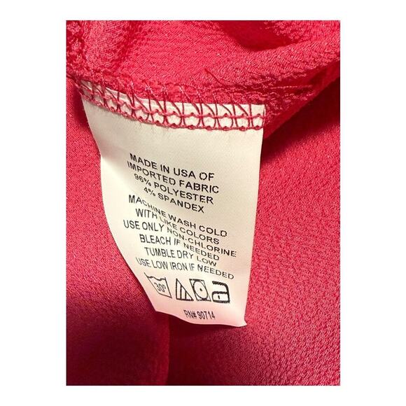 CeCe Women's XS Hot Pink V-Neck Long‎ Sleeve Blouse Casual Top NWOT - Picture 7 of 7